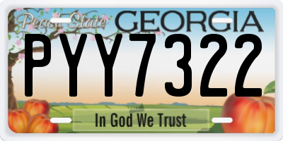 GA license plate PYY7322