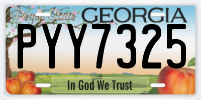 GA license plate PYY7325