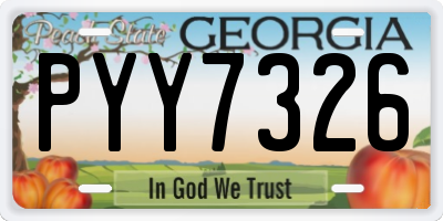 GA license plate PYY7326
