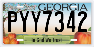 GA license plate PYY7342