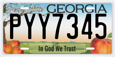 GA license plate PYY7345