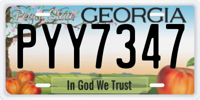 GA license plate PYY7347