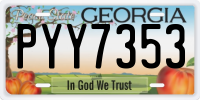 GA license plate PYY7353