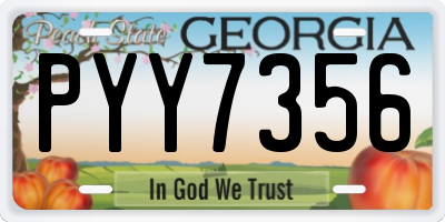 GA license plate PYY7356