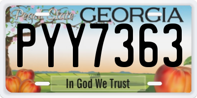 GA license plate PYY7363