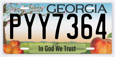 GA license plate PYY7364