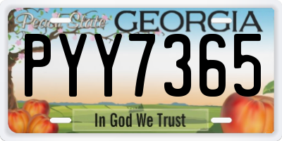 GA license plate PYY7365