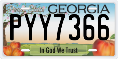 GA license plate PYY7366
