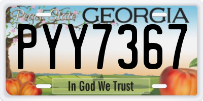 GA license plate PYY7367