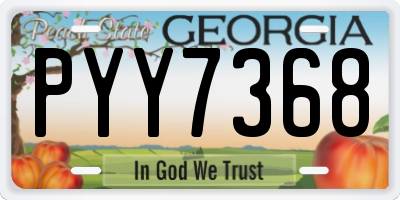 GA license plate PYY7368