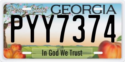 GA license plate PYY7374
