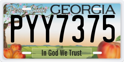 GA license plate PYY7375
