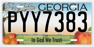 GA license plate PYY7383