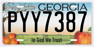 GA license plate PYY7387
