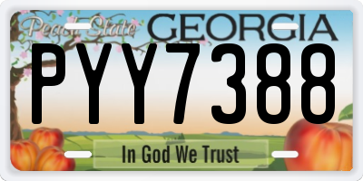 GA license plate PYY7388