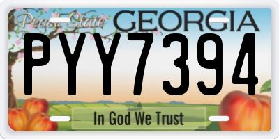 GA license plate PYY7394