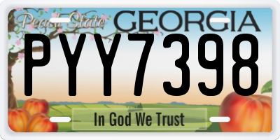 GA license plate PYY7398
