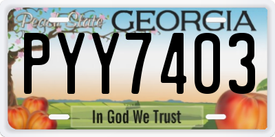 GA license plate PYY7403