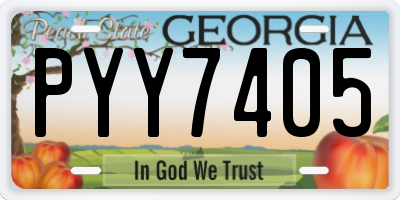 GA license plate PYY7405