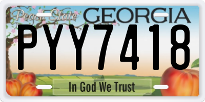GA license plate PYY7418