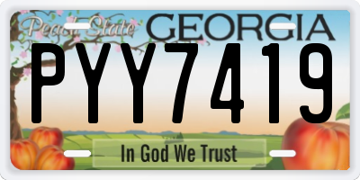 GA license plate PYY7419