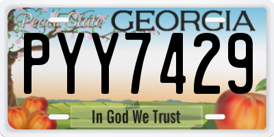 GA license plate PYY7429