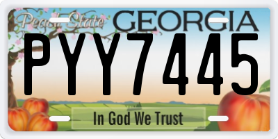 GA license plate PYY7445