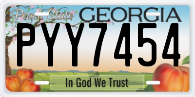 GA license plate PYY7454