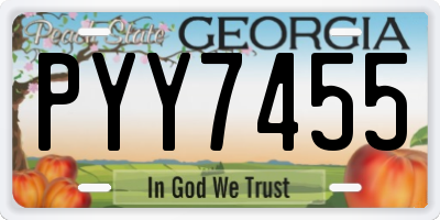 GA license plate PYY7455