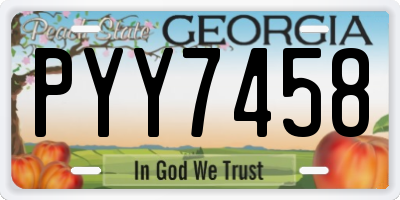 GA license plate PYY7458