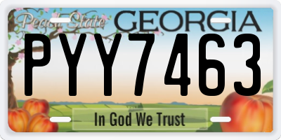 GA license plate PYY7463