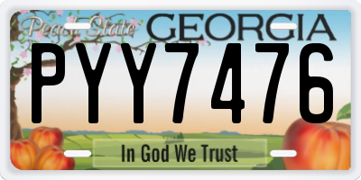 GA license plate PYY7476