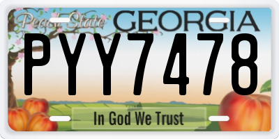GA license plate PYY7478