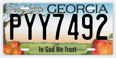 GA license plate PYY7492