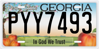 GA license plate PYY7493
