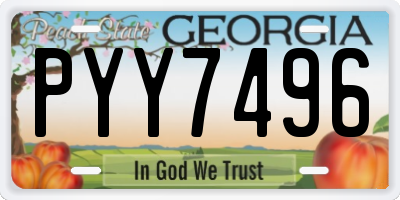 GA license plate PYY7496