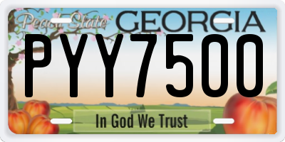 GA license plate PYY7500