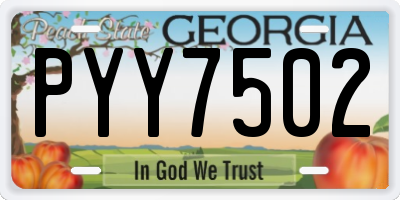GA license plate PYY7502