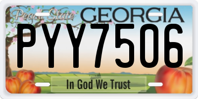 GA license plate PYY7506