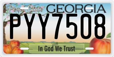 GA license plate PYY7508