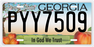 GA license plate PYY7509