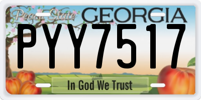 GA license plate PYY7517