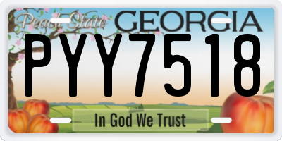 GA license plate PYY7518