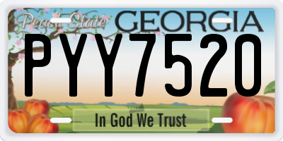 GA license plate PYY7520