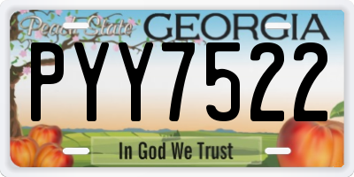 GA license plate PYY7522