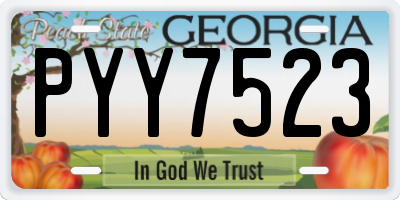 GA license plate PYY7523