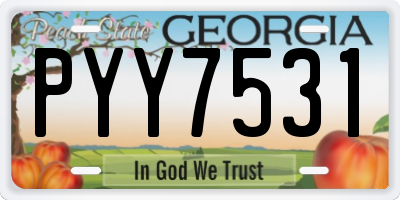 GA license plate PYY7531