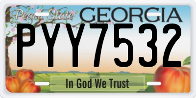 GA license plate PYY7532