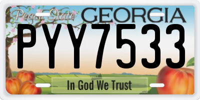 GA license plate PYY7533