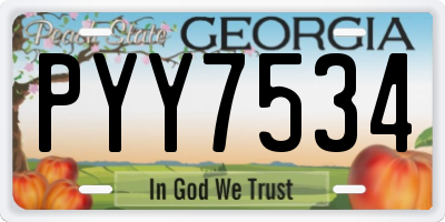 GA license plate PYY7534